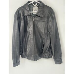 Adler Authentic Leather Jacket Men's Large Black Full Zip Vintage Lamb's Skin